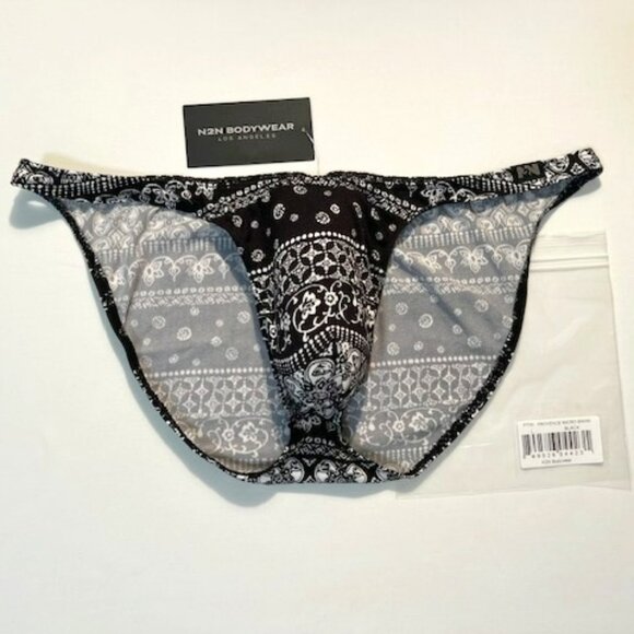N2N Bodywear Size L Provence Micro Bikini - Black/White - Batik Design - Picture 1 of 13